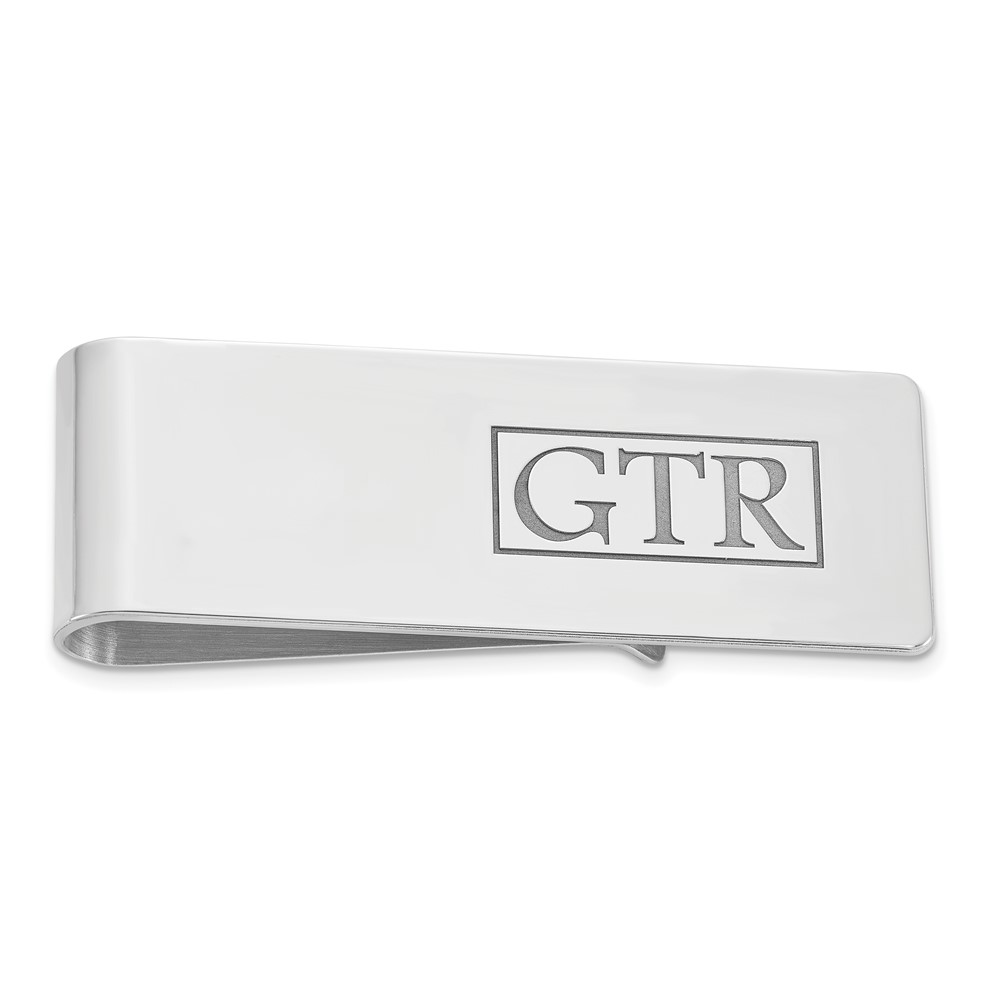 Sterling Silver Rhodium-plated Recessed Letter Money Clip
