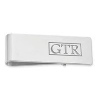 Sterling Silver Rhodium-plated Recessed Letter Money Clip view 1