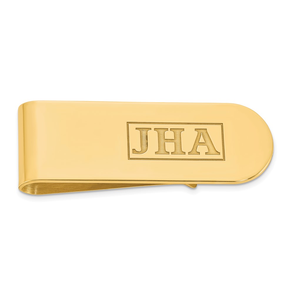 Sterling Silver Gold-plated Recessed Letter Monogram Money Clip
