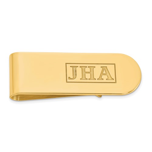 Sterling Silver Gold-plated Recessed Letter Monogram Money Clip