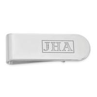 SS Rhodium-plated Recessed Letter Monogram Money Clip view 1