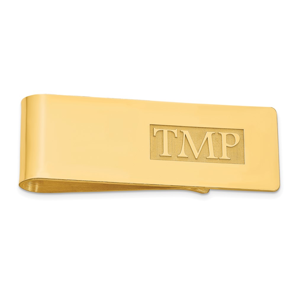 Sterling Silver Gold-plated Raised Letter Monogram Money Clip