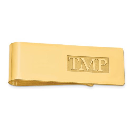 Sterling Silver Gold-plated Raised Letter Monogram Money Clip