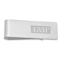 Sterling Silver Rhodium-plated Raised Letter Monogram Money Clip view 1