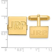 SS Gold-plated Recessed Letter Square Monogram Cuff Link view 2