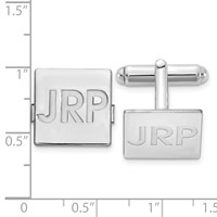 SS Rhodium-plated Recessed Letter Square Monogram Cuff Link view 2