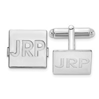 SS Rhodium-plated Recessed Letter Square Monogram Cuff Link view 1