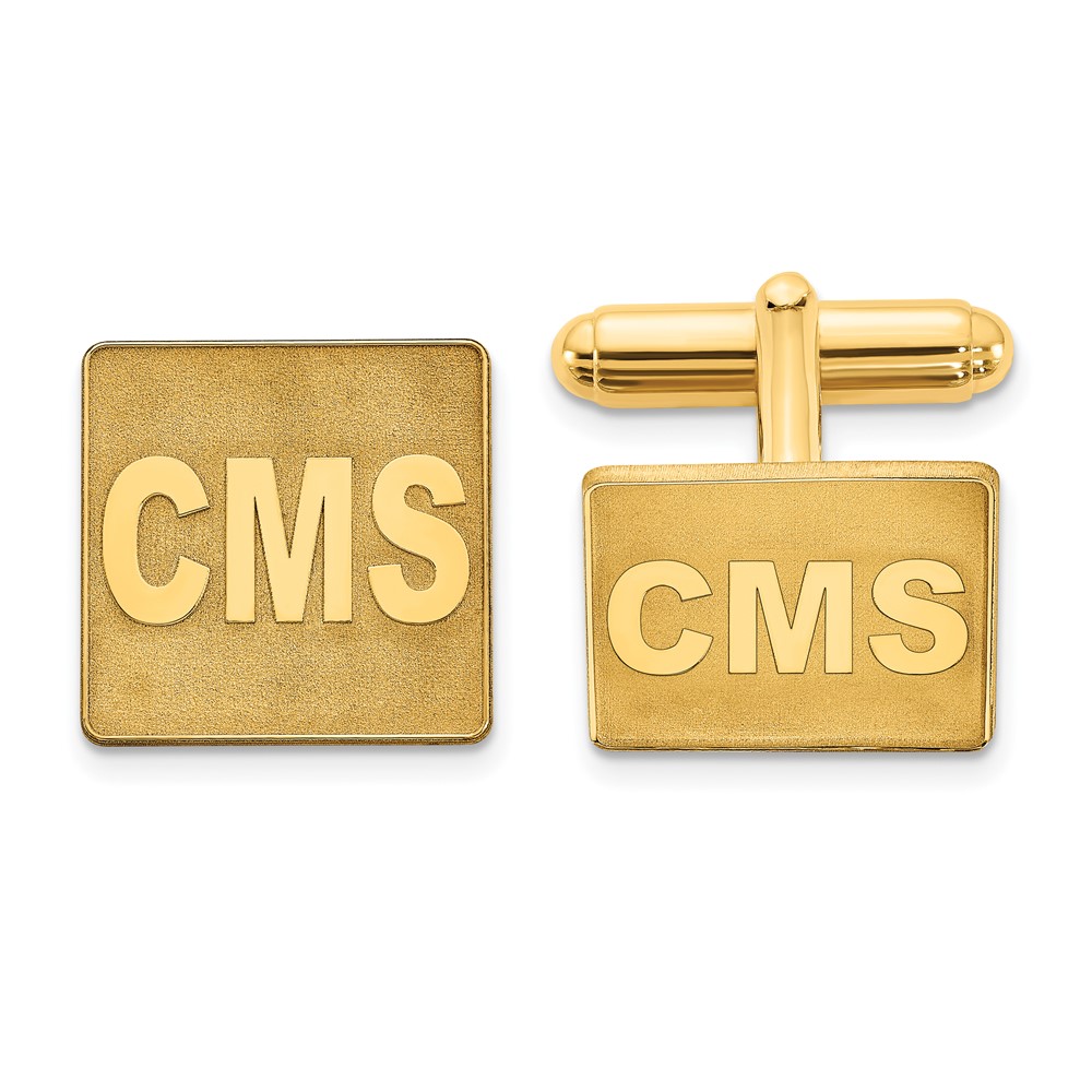 SS Gold-plated Raised Letter Square Monogram Cuff Link