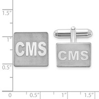 SS Rhod-plated Raised Letter Square Monogram Cuff Link view 2