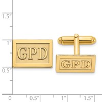 14K Yellow Gold Raised Letter Rectangle Monogram Cuff Link view 2