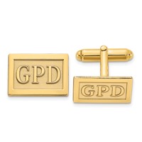 14K Yellow Gold Raised Letter Rectangle Monogram Cuff Link view 1