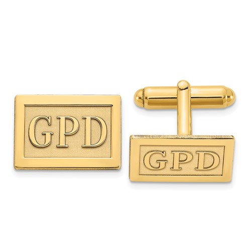 SS Gold-plated Raised Letter Rectangle Monogram Cuff Link