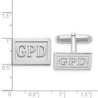 14K White Gold Raised Letter Rectangle Monogram Cuff Link view 2