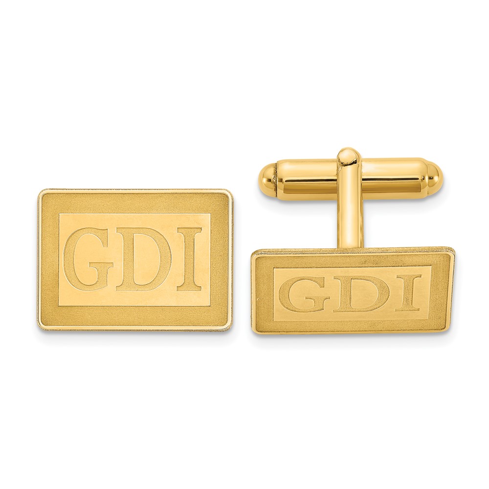SS Gold-plated Recessed Letter Rectangle Monogram Cuff Link