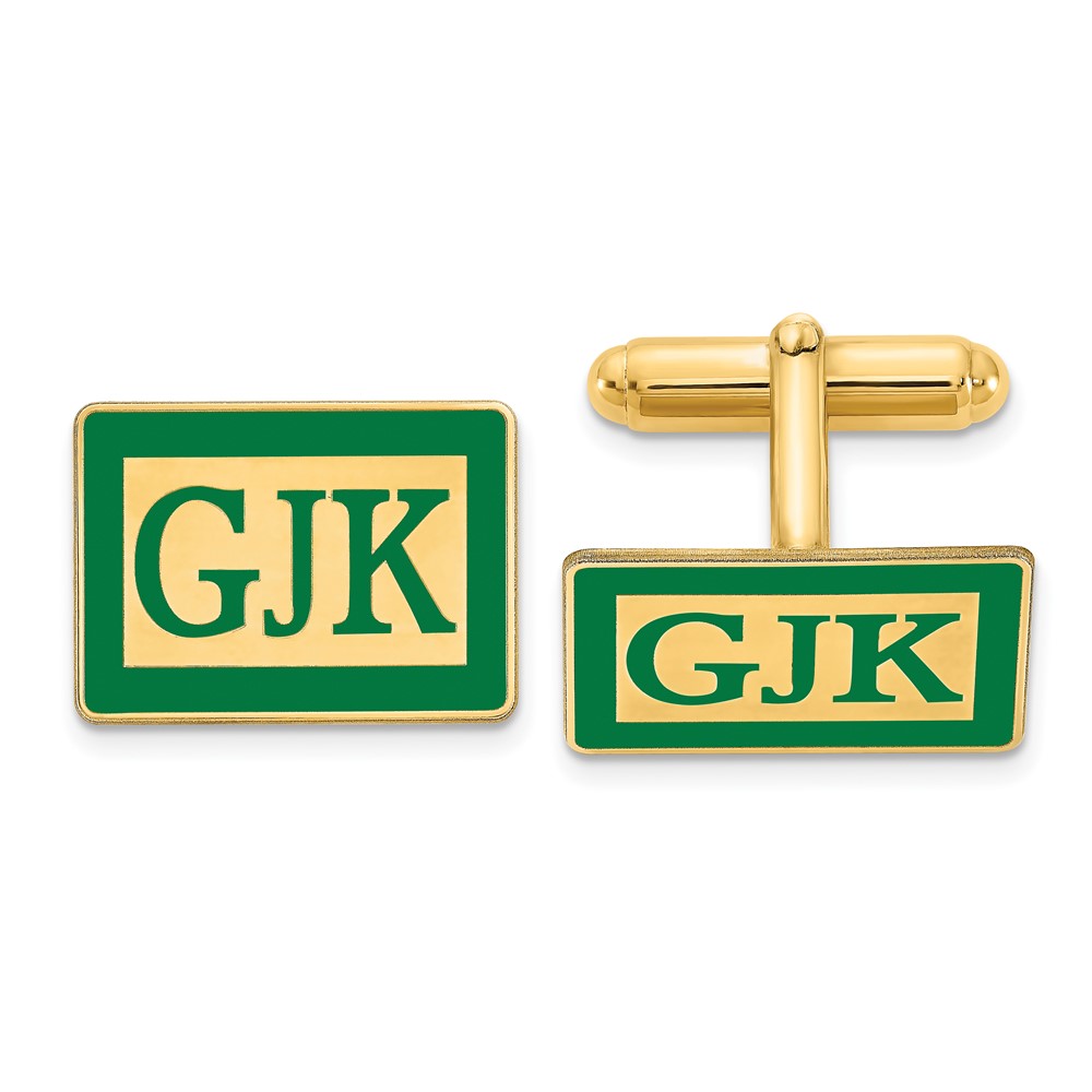SS Gold-plated Epoxy Boarder and Letter Monogram Cuff Link