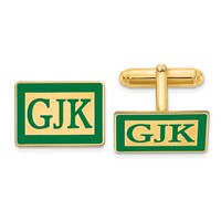 SS Gold-plated Epoxy Boarder and Letter Monogram Cuff Link view 1