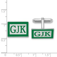 SS Rhodium-plated Epoxy Boarder and Letter Monogram Cuff Link view 2