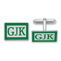 SS Rhodium-plated Epoxy Boarder and Letter Monogram Cuff Link view 1