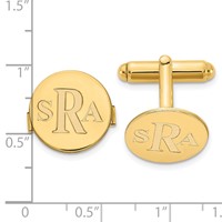 14K Yellow Gold Recessed Letter Monogram Round Cuff Link view 2