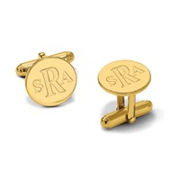 SS Gold-plated Recessed Letter Monogram Round Cuff Link view 3