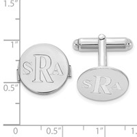 SS Rhodium-plated Recessed Letter Monogram Round Cuff Link view 2
