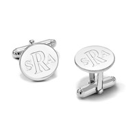 SS Rhodium-plated Recessed Letter Monogram Round Cuff Link view 3
