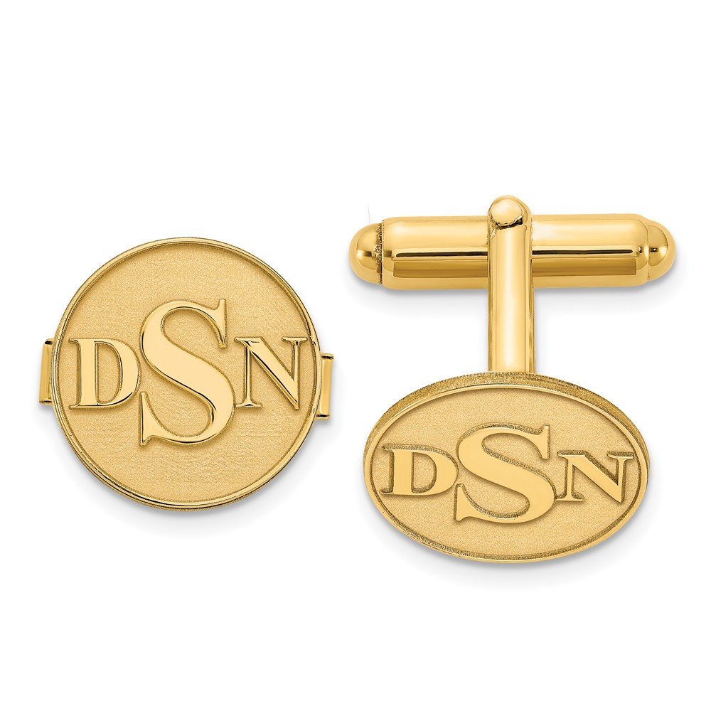 SS Gold-plated Raised Letter Monogram Round Cuff Link
