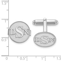 SS Rhod-plated Raised Letter Monogram Round Cuff Link view 2