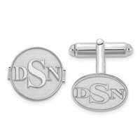 SS Rhod-plated Raised Letter Monogram Round Cuff Link view 1