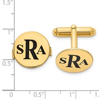 SS Gold-plated Epoxy Letter Monogram Cuff Link view 2