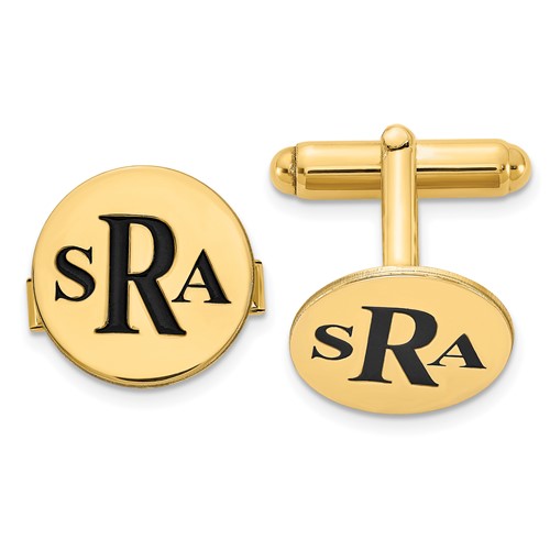 SS Gold-plated Epoxy Letter Monogram Cuff Link
