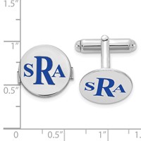 SS Rhodium-plated Epoxy Letter Monogram Cuff Link view 2
