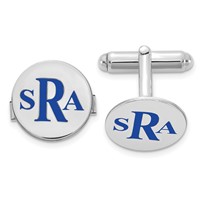 SS Rhodium-plated Epoxy Letter Monogram Cuff Link view 1