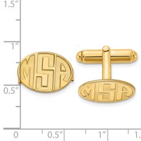 SS Gold-plated Recessed Letter Oval Monogram Cuff Link view 2