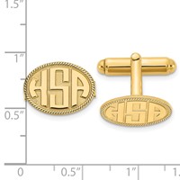 SS Gold-plated Raised Letter Oval with Boarder Monogram Cuff Link view 2