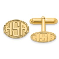 SS Gold-plated Raised Letter Oval with Boarder Monogram Cuff Link view 1
