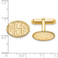 SS Gold-pltd Recessed Letter Oval with Boarder Monogram Cuff Link view 2