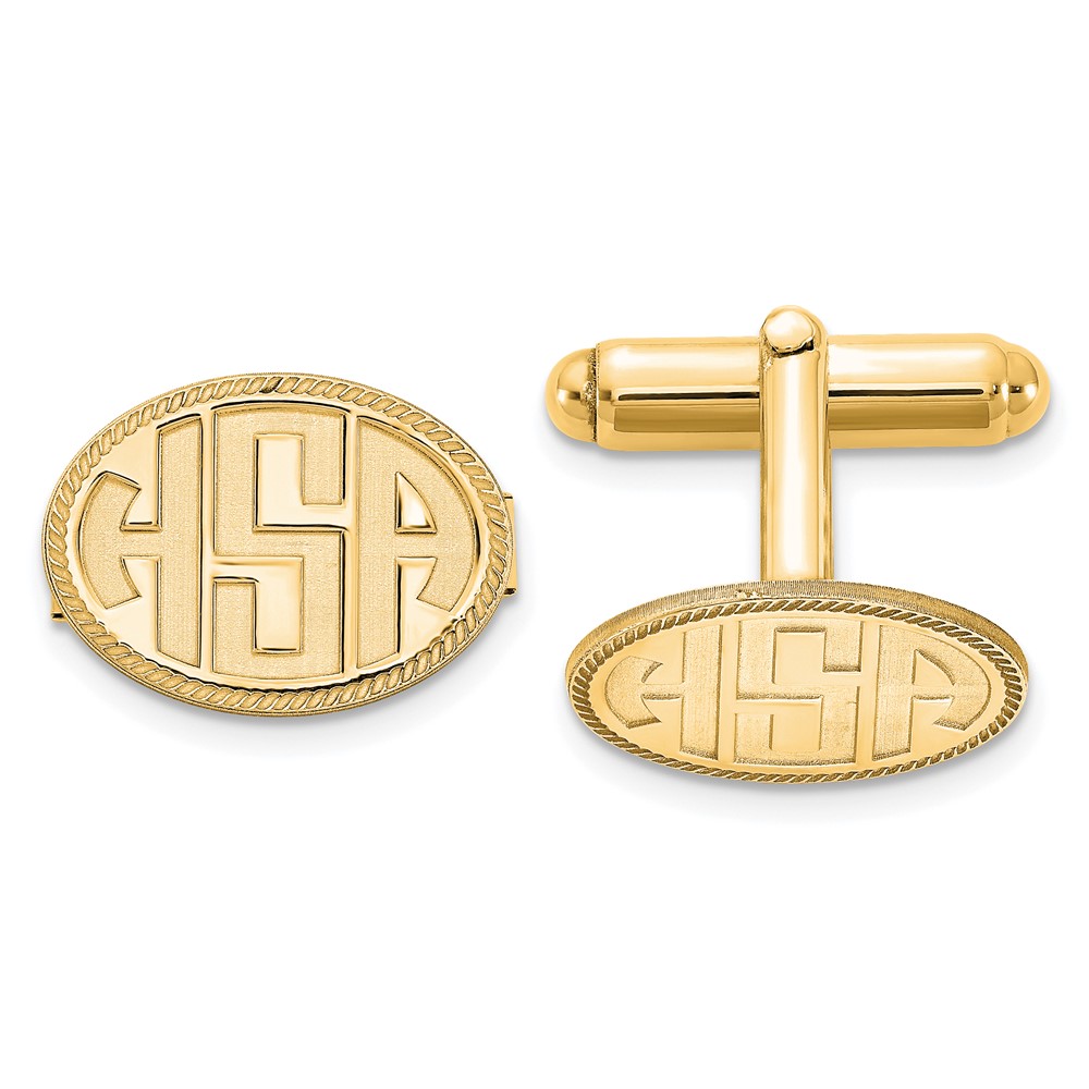 SS Gold-pltd Recessed Letter Oval with Boarder Monogram Cuff Link