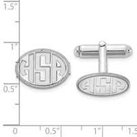 SS Rhod-pltd Recessed Letter Oval with Boarder Monogram Cuff Link view 2