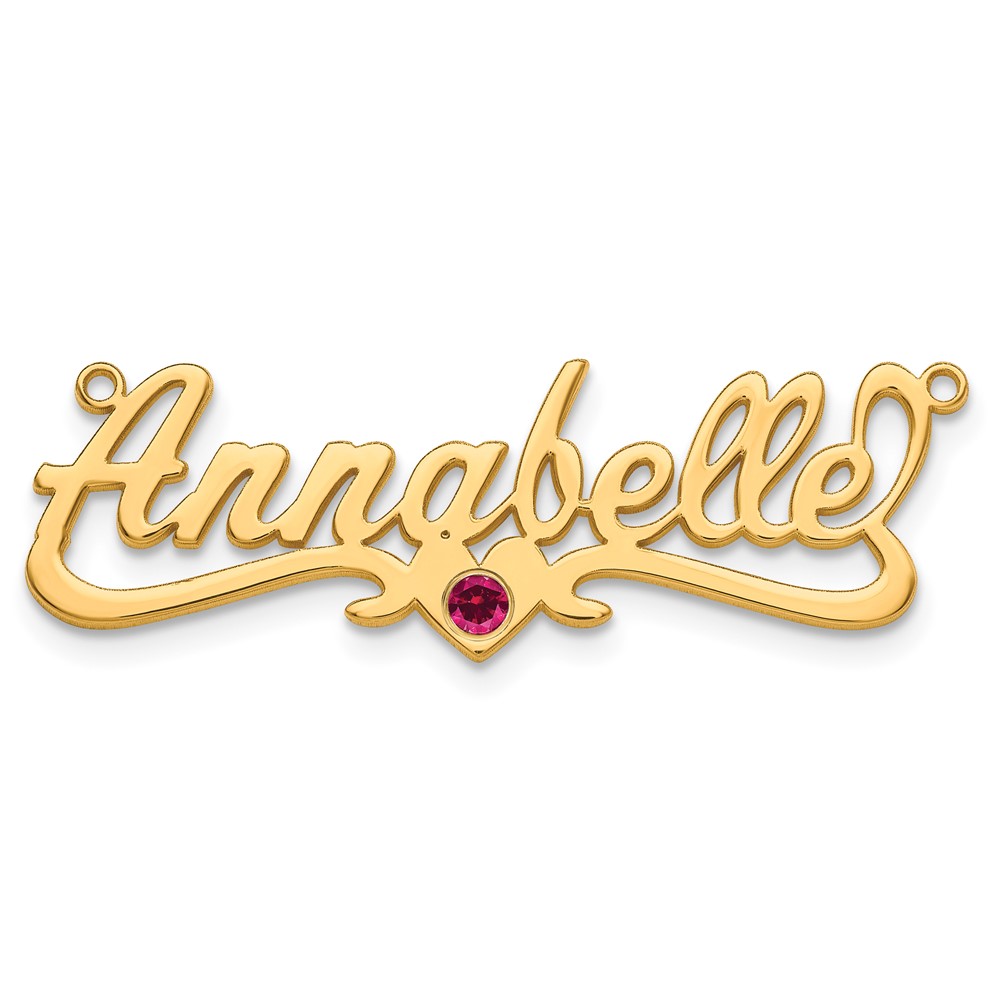SS Gold-plated with Gold-plated Bezel Birthstone Heart Name Plate