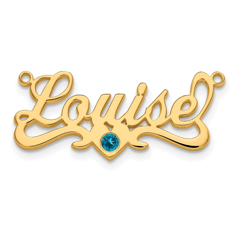 Sterling Silver/Gold-plated Polished Birthstone with Heart Name Plate