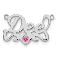 SS Rhod-plated with SS Bezel Birthstone Heart Name Plate view 2