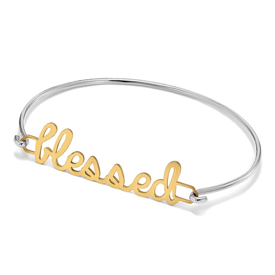 Polished Name or Word Plate on Sterling Bangle