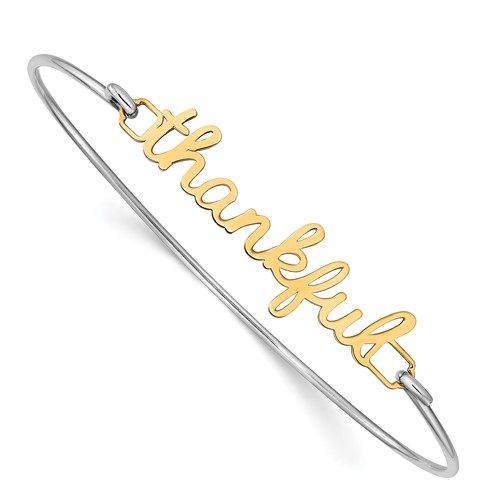 SS Gold-plated Name Plate on Sterling Silver Bangle