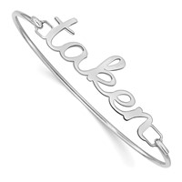 SS Rhodium-plated Name Plate on Sterling Silver Bangle view 2
