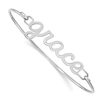 SS Rhodium-plated Name Plate on Sterling Silver Bangle view 4
