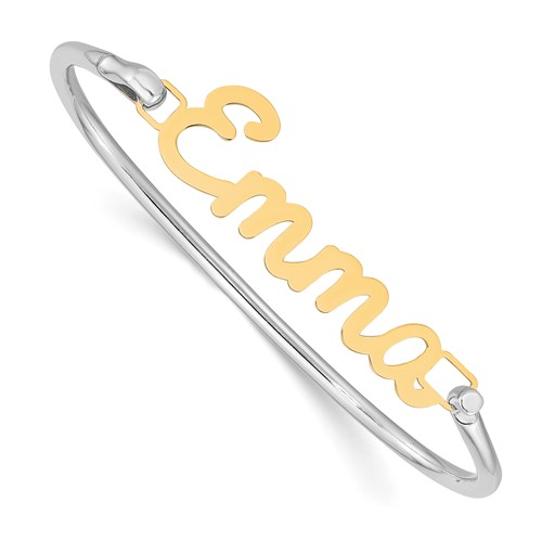 SS Gold-plated Name Plate on Sterling Silver Bangle