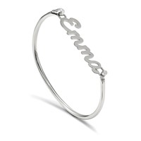 SS Rhodium-plated Name Plate on Sterling Silver Bangle view 4