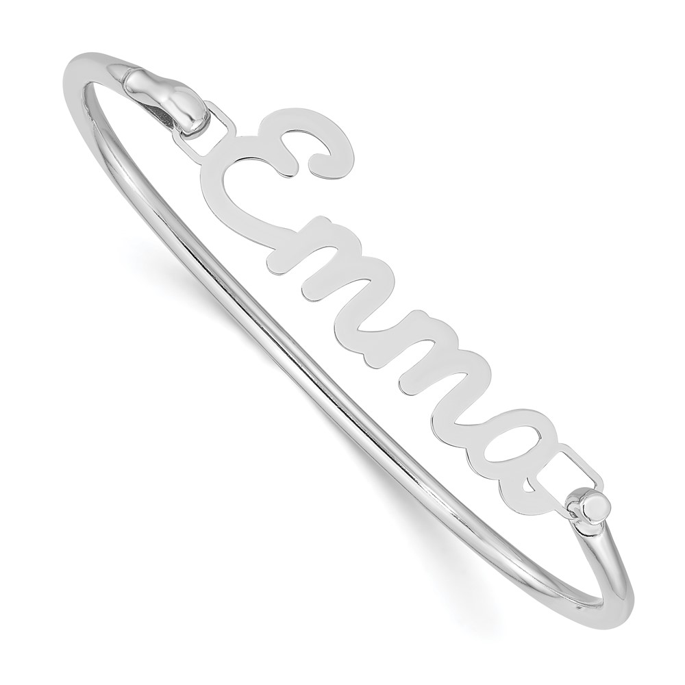 SS Rhodium-plated Name Plate on Sterling Silver Bangle