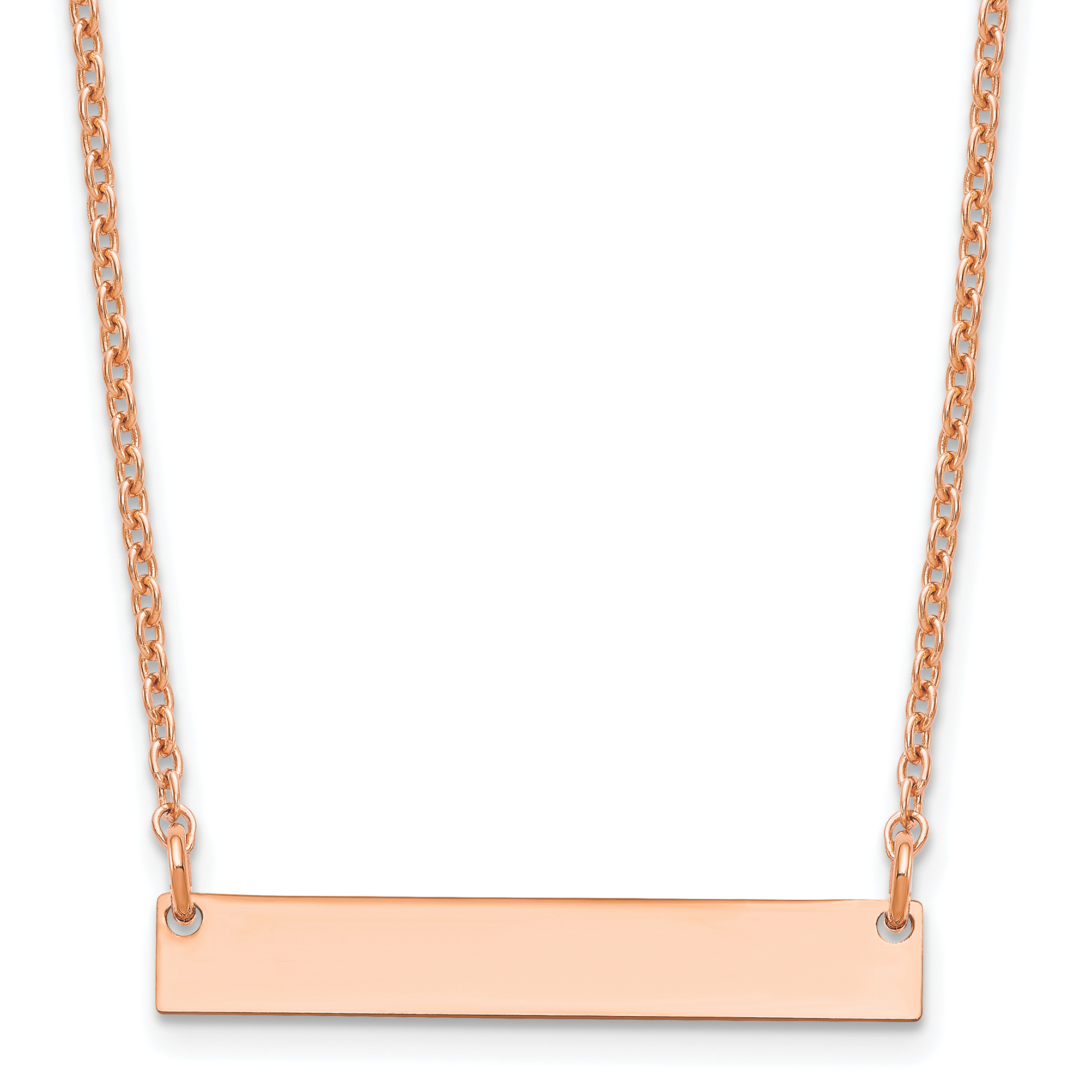 Sterling Silver/Rose-plated Small Blank Bar Necklace (XNA637RP)